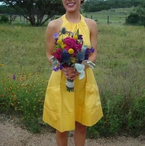 Yellow cocktail summer dress